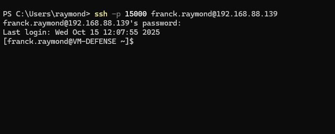 Test connexion SSH port 15000