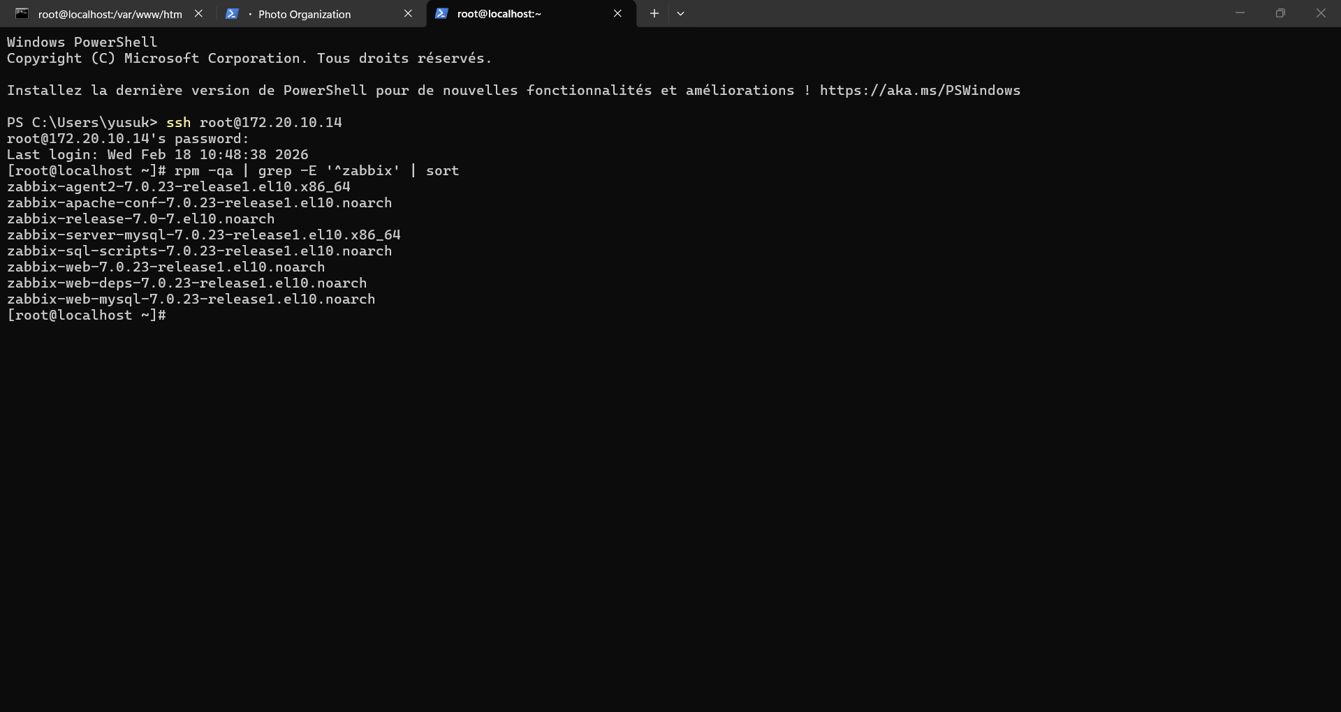 Paquets Zabbix installes